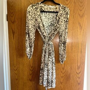 Leopard Print Wrap Dress - Beige
